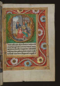 Leaf from Aussem Hours: Prayers of Saint Gregory, Mocking of Christ, with Illusionistic Jewelry in Margins