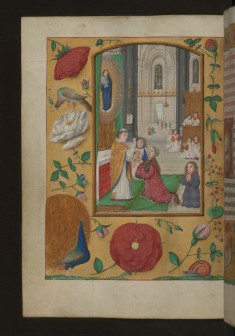 Leaf from Aussem Hours: Prayer of the Sacred Sacrament, Celebration of Mass with Aussem Family Member Receiving Communion
