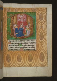 Leaf from Aussem Hours: Psalm 109, Coronation of the Virgin