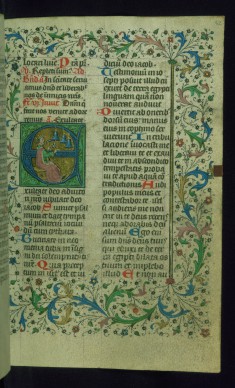 Leaf from Breviary: Psalm 80, Initial E with David Playing the Bells
