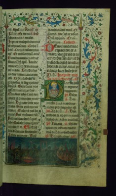 Leaf from Breviary: Vigil from Office of the Dead, Initial P with the Bosom of Abraham and a Small Miniature of Hell