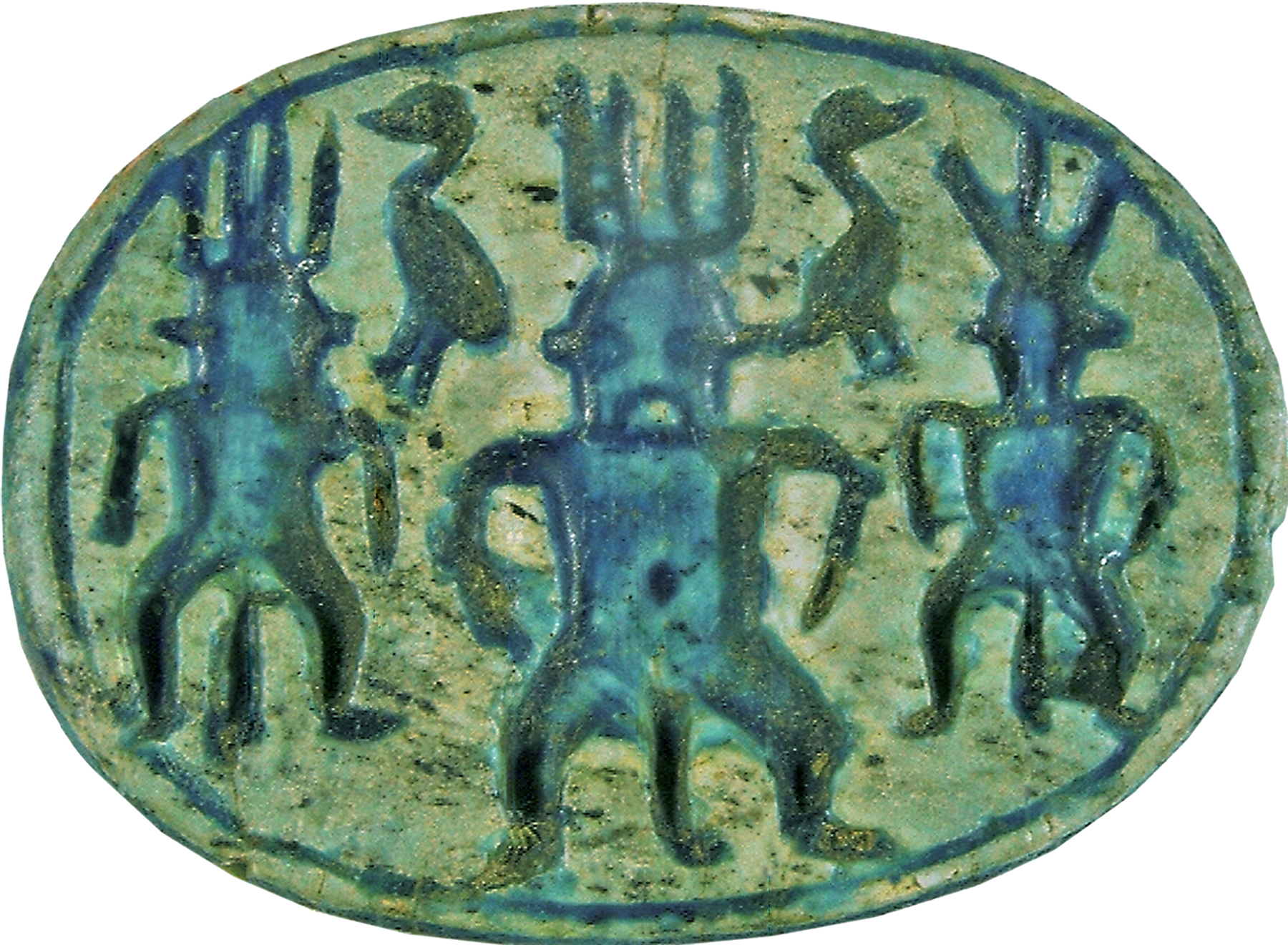 Scarab with Bes and Geese
