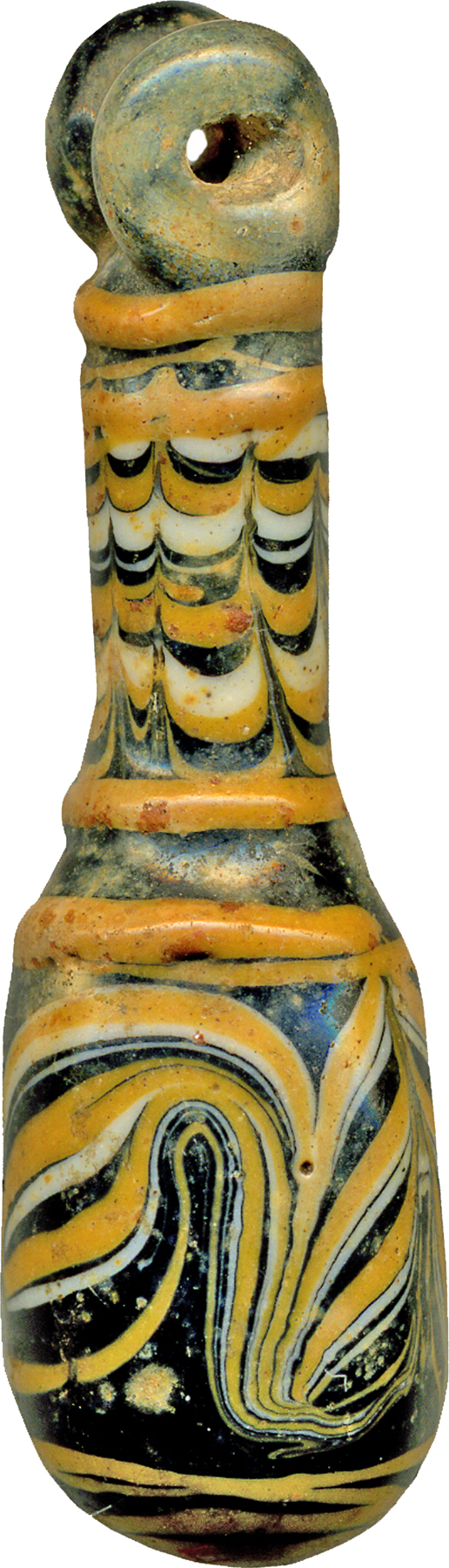 Pendant with Yellow and White Feathered Lines