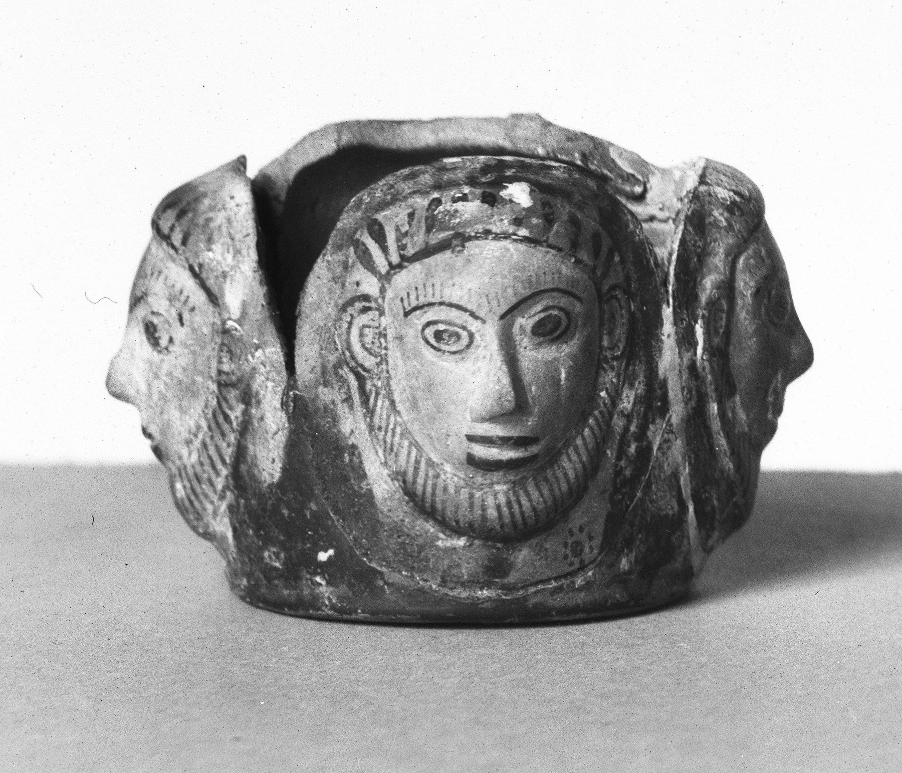 Vase with Three Mold-Made Bearded Faces