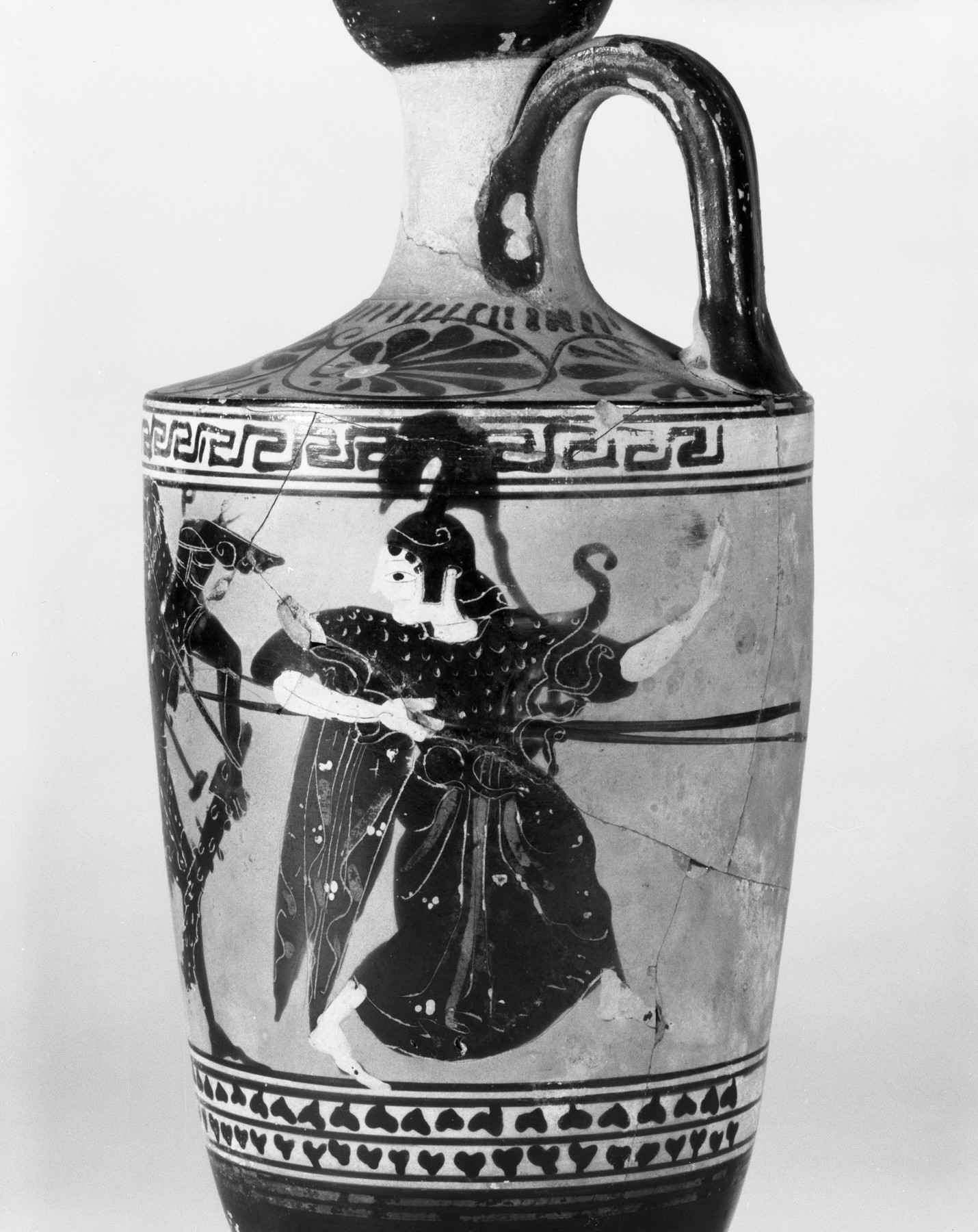 Lekythos with Apollo and Herakles Fighting over the Delphic Tripod