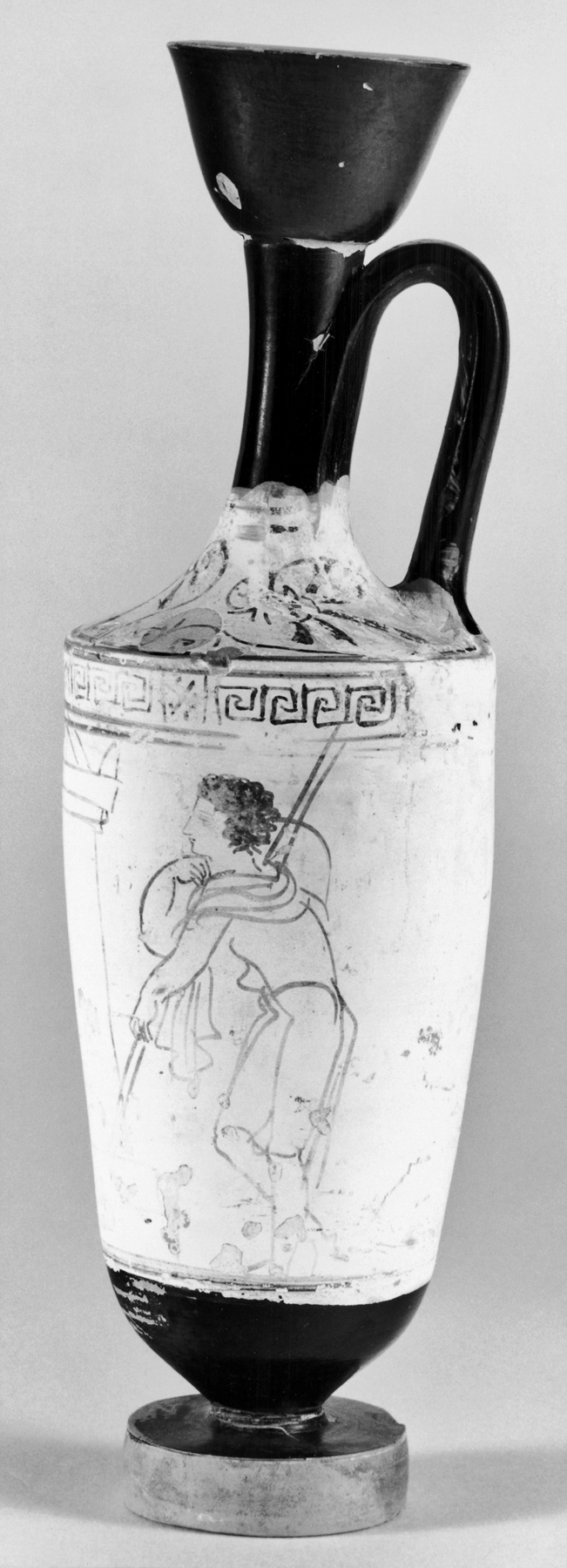 Lekythos with Two Figures and Winged Sepulchur