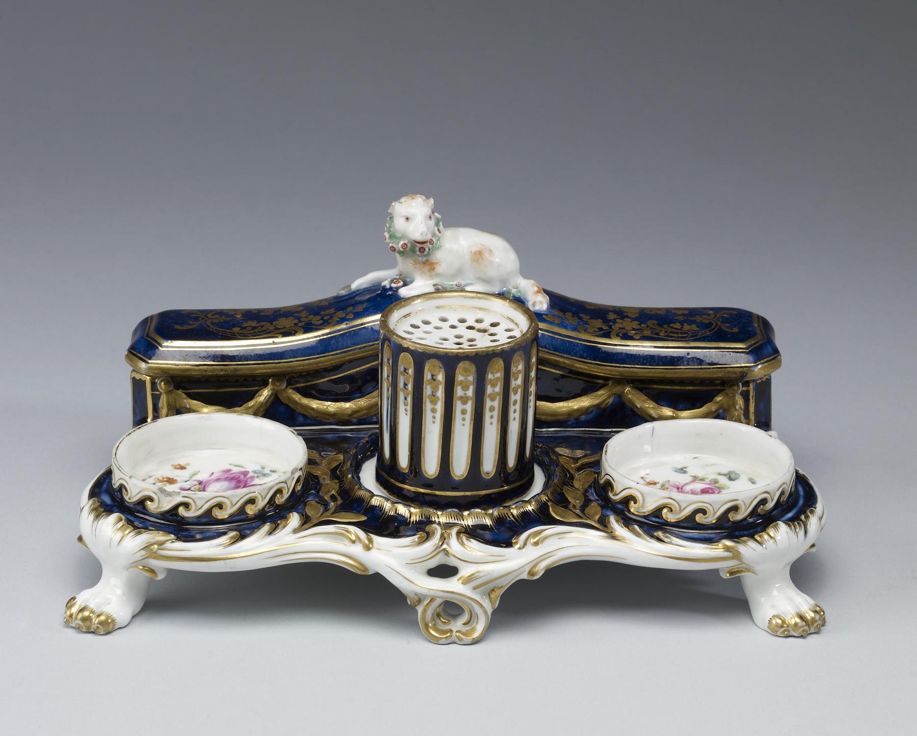 Inkstand with Sandbox and Cover for Pen Compartment