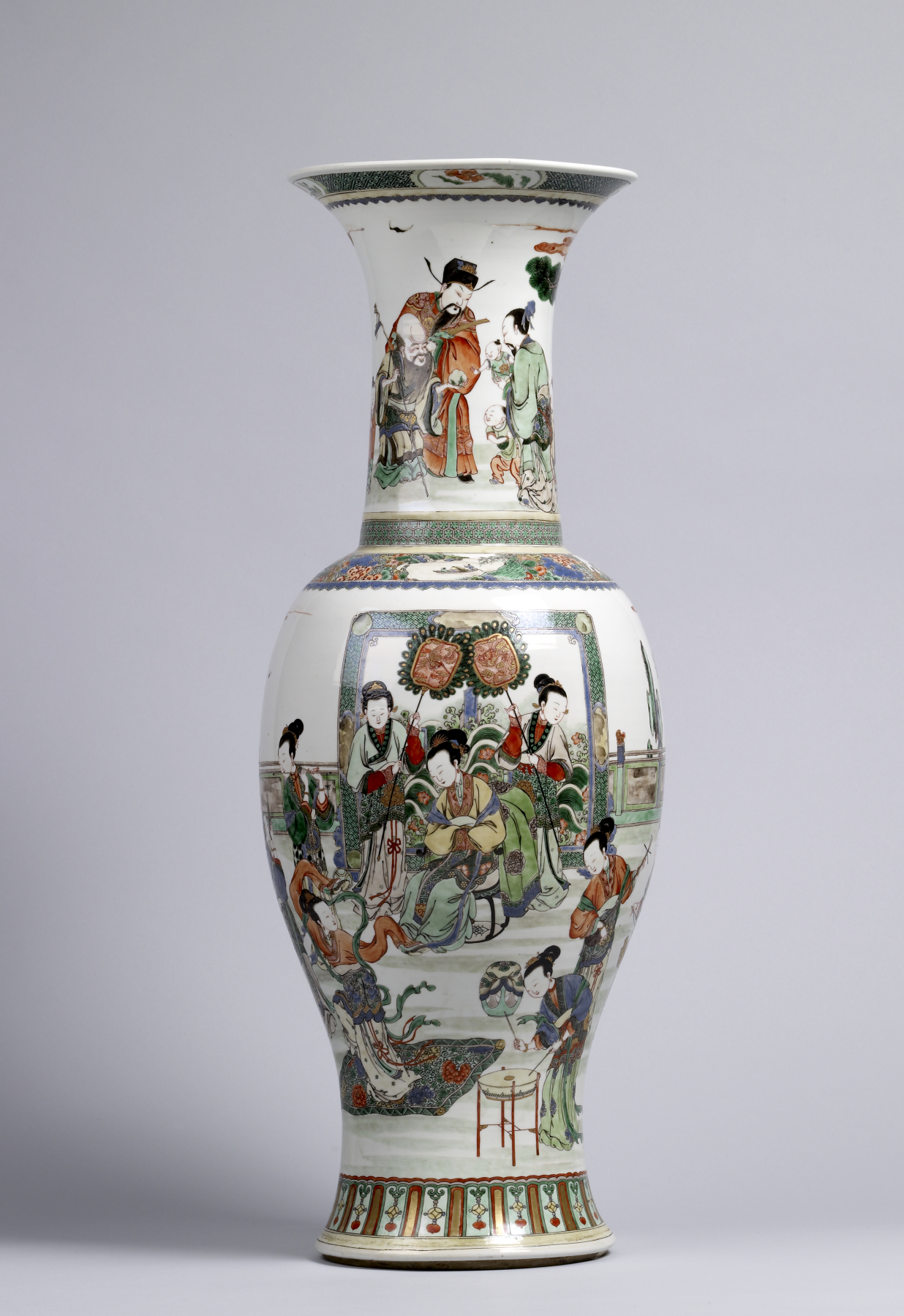 Vase with Garden Scene and Three Star Gods