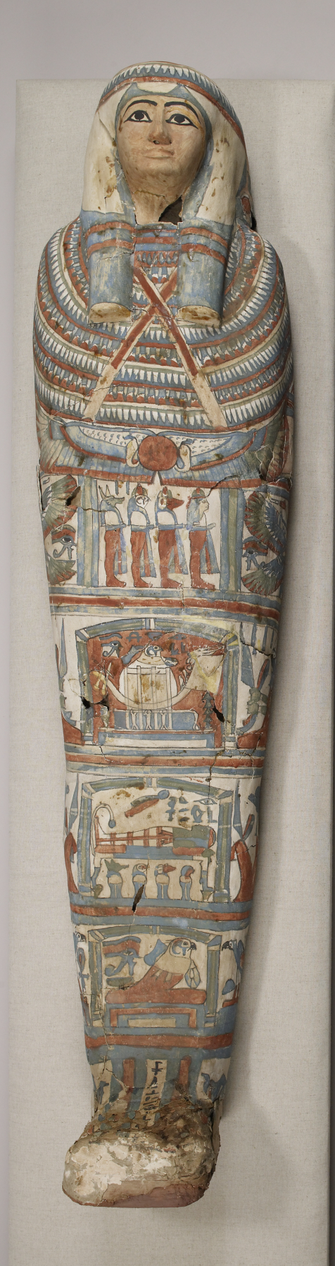 Mummified Human Remains of a Woman Inside a Painted Cartonnage