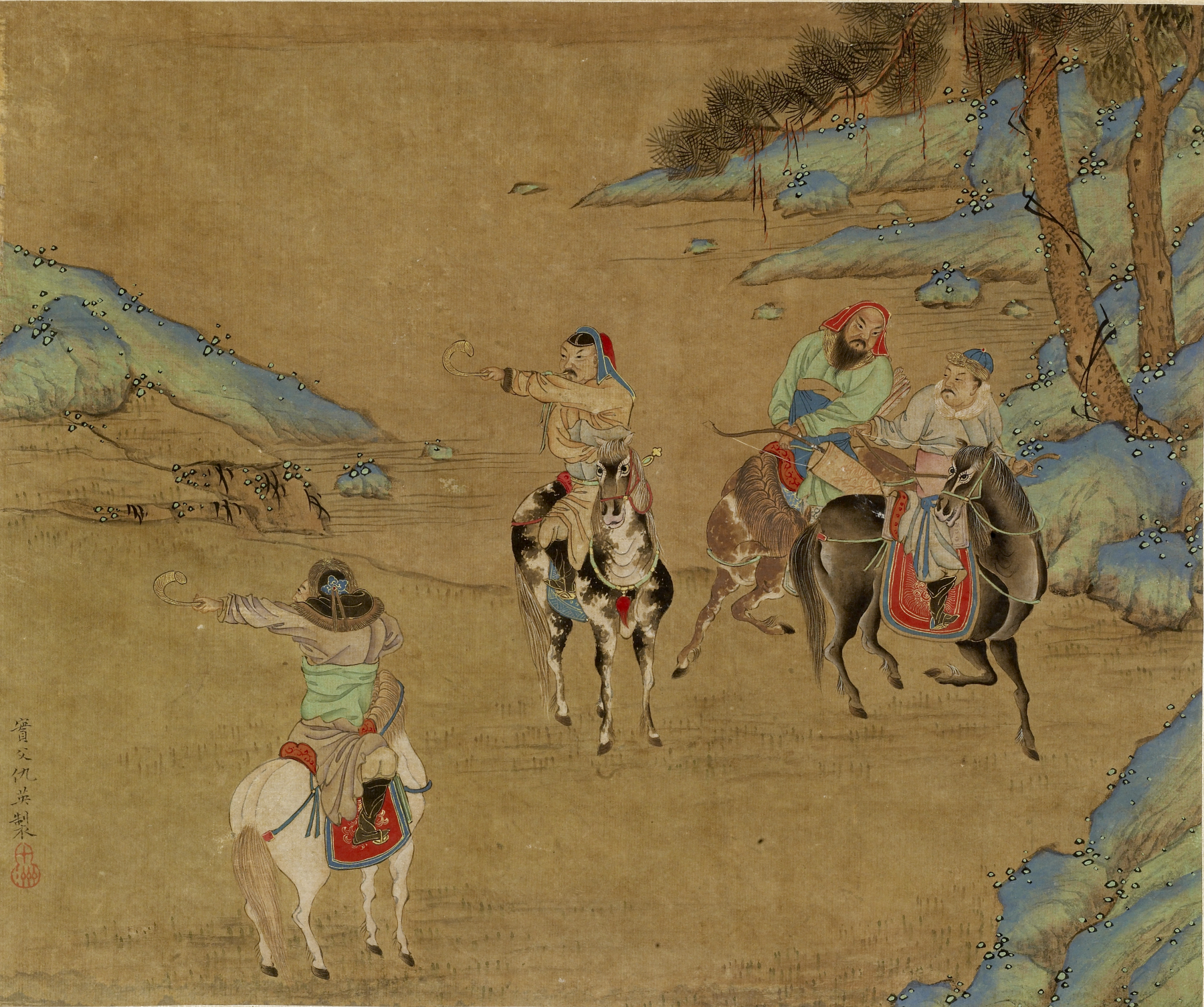 Four Horsemen in a Landscape