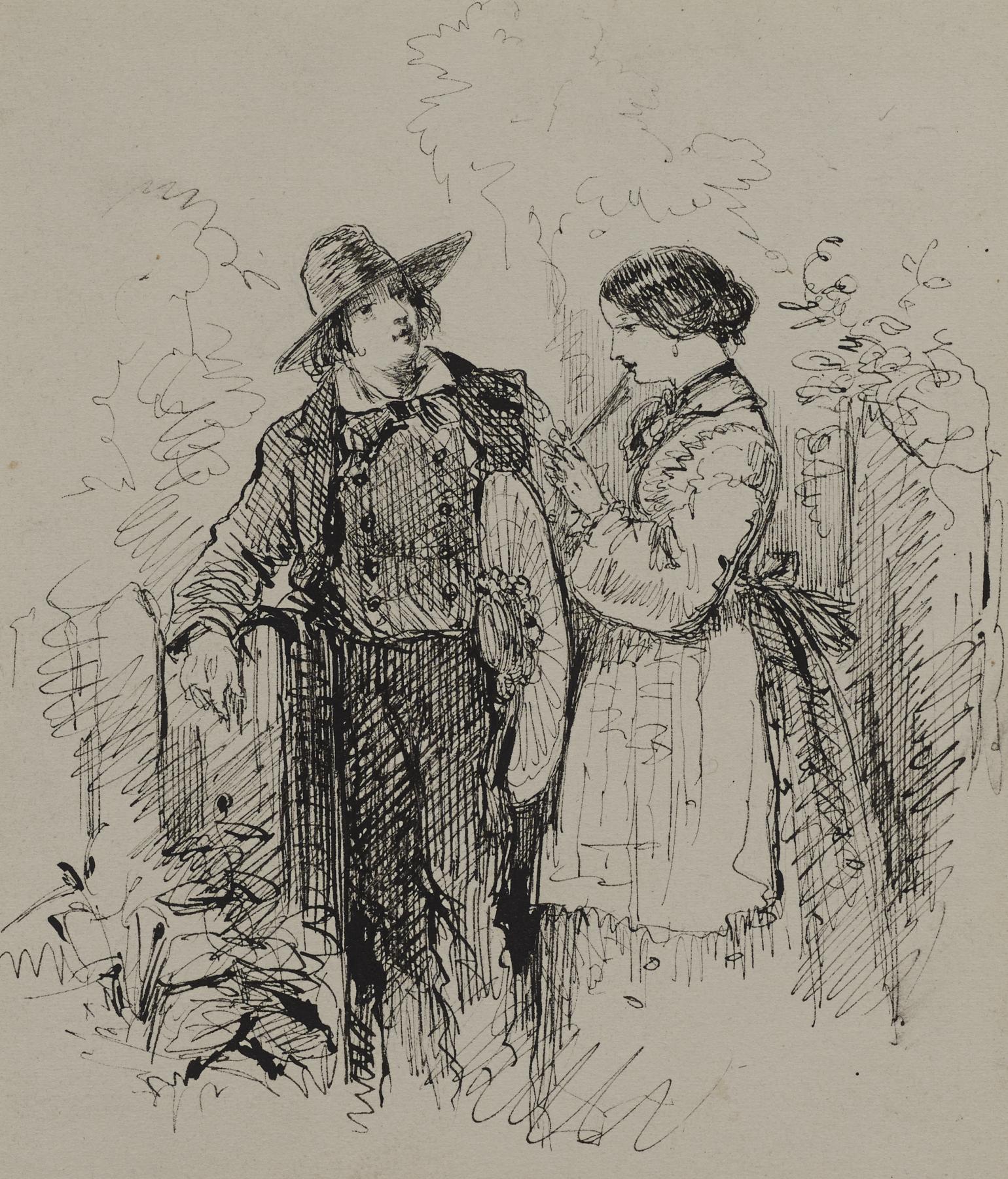 Young Man and Woman by a Gate