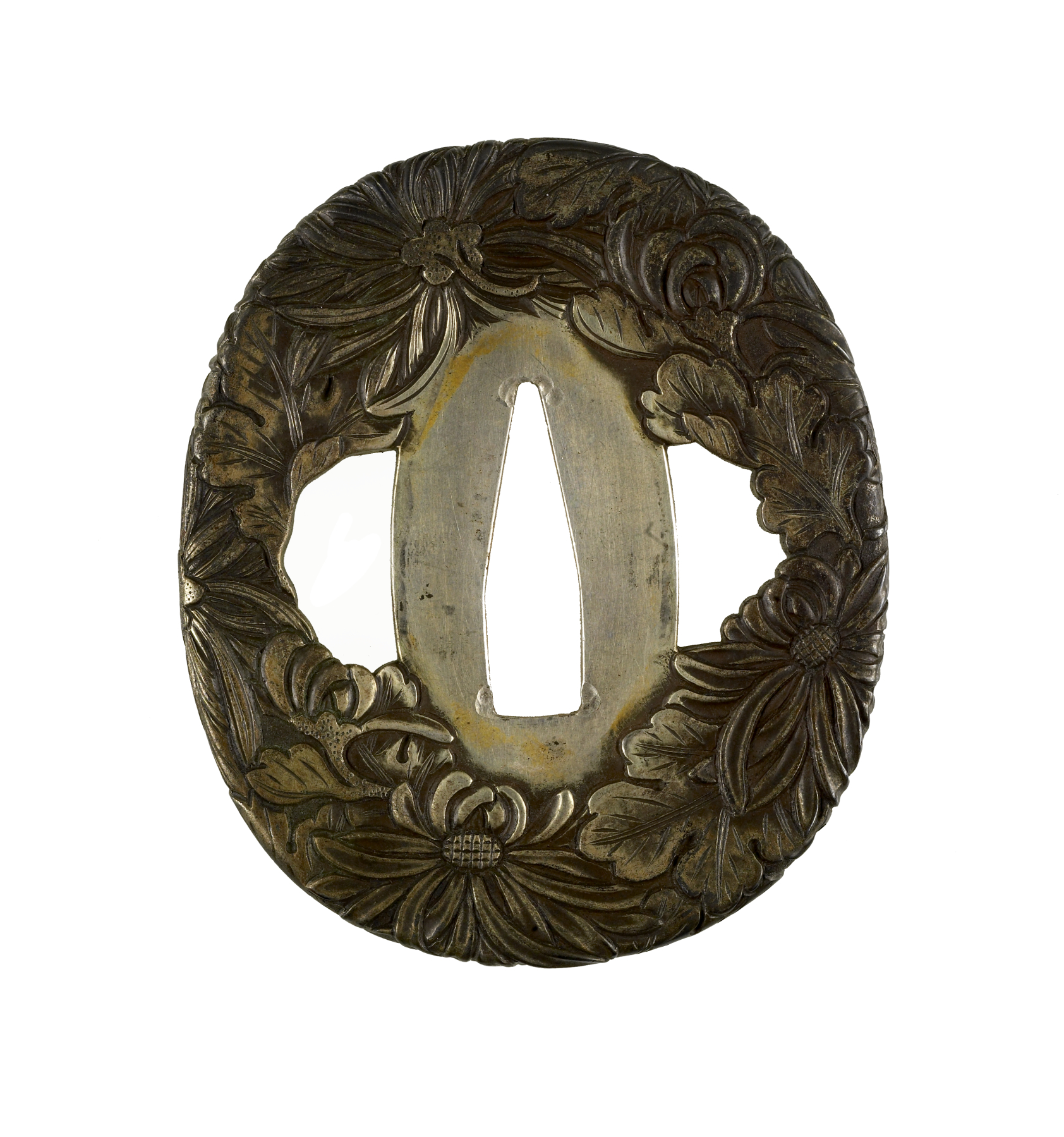 Tsuba with Chrysanthemums