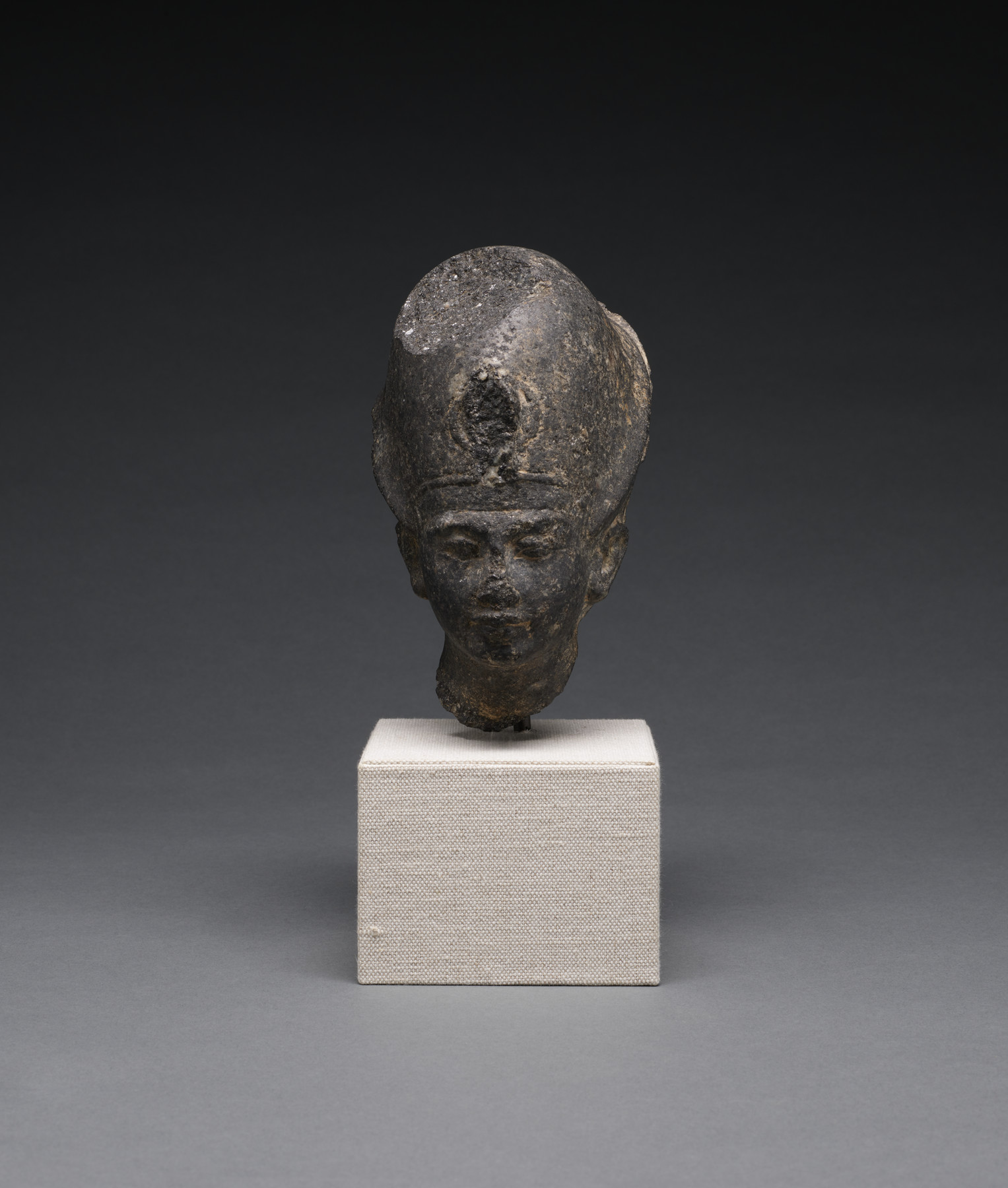 Head of a Statue of Tutankhamen (?) with the ""Blue Crown""